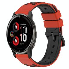 Per Garmin Venu 2 Plus 20mm Cinturino in silicone poroso bicolore (rosso + nero)