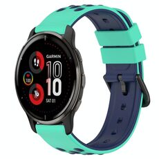 Per Garmin Venu 2 Plus 20mm Cinturino in silicone poroso bicolore (verde lime + blu)