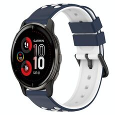 Per Garmin Venu 2 Plus 20mm Cinturino in silicone poroso bicolore (blu notte + bianco)