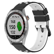Per Garmin Approach S40 20mm Cinturino in silicone poroso bicolore (nero + bianco)