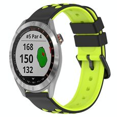 Per Garmin Approach S40 20mm Cinturino in silicone poroso bicolore (nero + verde lime)