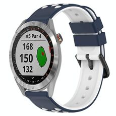 Per Garmin Approach S40 Cinturino per orologio in silicone poroso bicolore da 20 mm (blu notte + bianco)