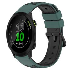 Per Garmin Forerunner 158 20mm Cinturino in silicone poroso bicolore (verde oliva + nero)