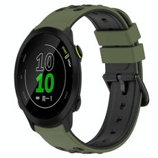 Per Garmin Forerunner 158 20mm Cinturino in silicone poroso bicolore (verde militare + nero)