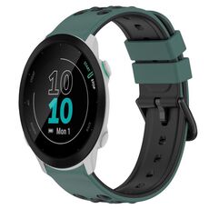 Per Garmin Forerunner 55 20mm Cinturino in silicone poroso bicolore (verde oliva + nero)
