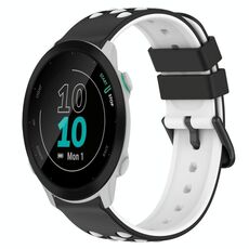 Per Garmin Forerunner 55 20mm Cinturino in silicone poroso bicolore (nero + bianco)