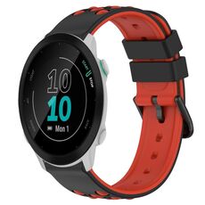 Per Garmin Forerunner 55 20mm Cinturino in silicone poroso bicolore (nero + rosso)