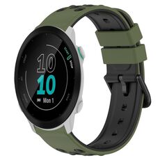 Per Garmin Forerunner 55 20mm Cinturino in silicone poroso bicolore (verde militare + nero)
