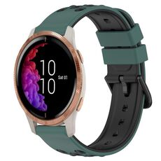 Per Garmin Venu 20mm Cinturino in silicone poroso bicolore (verde oliva + nero)