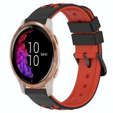 Per Garmin Venu 20mm Cinturino in silicone poroso bicolore (nero + rosso)