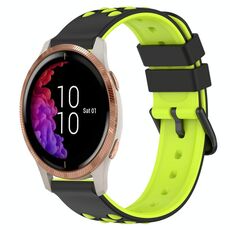 Per Garmin Venu 20mm Cinturino in silicone poroso bicolore (nero + verde lime)