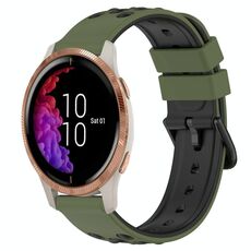 Per cinturino in silicone poroso a due colori Garmin Venu da 20 mm (verde militare + nero)