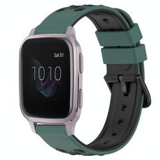 Per Garmin Venu SQ 20mm Cinturino in silicone poroso bicolore (verde oliva + nero)