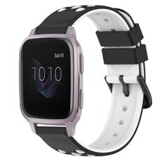 Per Garmin Venu SQ 20mm Cinturino in silicone poroso bicolore (nero + bianco)
