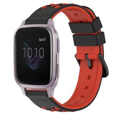 Per Garmin Venu SQ 20mm Cinturino in silicone poroso bicolore (nero + rosso)