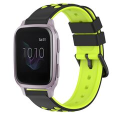 Per Garmin Venu SQ 20mm Cinturino in silicone poroso bicolore (nero + verde lime)