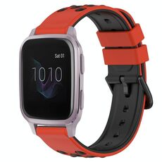 Per Garmin Venu SQ 20mm Cinturino in silicone poroso bicolore (rosso + nero)