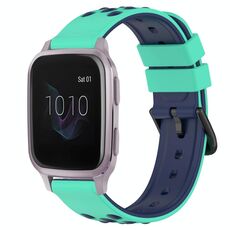 Per Garmin Venu SQ 20mm Cinturino in silicone poroso bicolore (verde lime + blu)