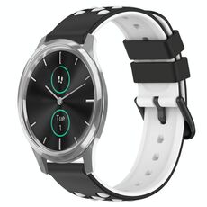 Per Garminmove Luxe 20mm Cinturino in silicone poroso bicolore (nero + bianco)