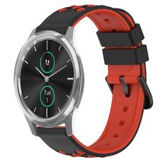 Per Garminmove Luxe 20mm Cinturino in silicone poroso bicolore (nero + rosso)