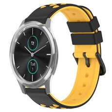 Per Garminmove Luxe 20mm Cinturino in silicone poroso bicolore (nero + giallo)