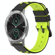 Per Garminmove Luxe 20mm Cinturino in silicone poroso bicolore (nero + verde lime)