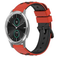 Per Garminmove Luxe 20mm Cinturino in silicone poroso bicolore (rosso + nero)