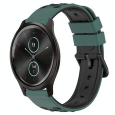 Per Garmin Garminmove Style 20mm Cinturino in silicone poroso bicolore (verde oliva + nero)