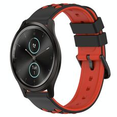 Per Garmin Garminmove Style 20mm Cinturino in silicone poroso bicolore (nero + rosso)