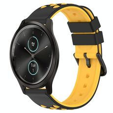 Per Garmin Garminmove Style 20mm Cinturino in silicone poroso bicolore (nero + giallo)