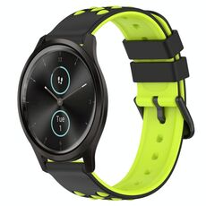 Per Garmin Garminmove Style 20mm Cinturino in silicone poroso bicolore (nero + verde lime)