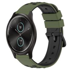 Per Garmin Garminmove Style 20mm Cinturino in silicone poroso bicolore (verde militare + nero)