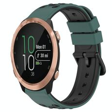 Per Garmin Forerunner 645 Music 20mm Cinturino in silicone poroso bicolore (verde oliva + nero)