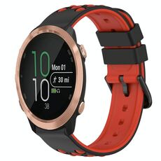 Per Garmin Forerunner 645 Music 20mm Cinturino in silicone poroso bicolore (nero + rosso)