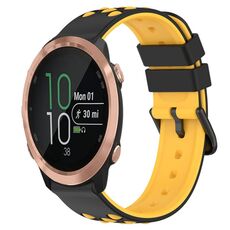Per Garmin Forerunner 645 Music 20mm Cinturino in silicone poroso bicolore (nero + giallo)