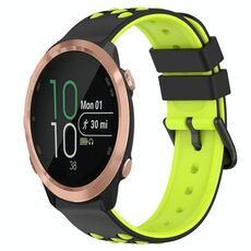 Per Garmin Forerunner 645 Music 20mm Cinturino in silicone poroso bicolore (nero + verde lime)