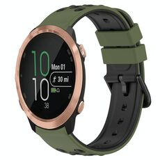 Per Garmin Forerunner 645 Music 20mm Cinturino in silicone poroso bicolore (verde militare + nero)
