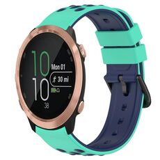 Per Garmin Forerunner 645 Music 20mm Cinturino in silicone poroso bicolore (verde lime + blu)