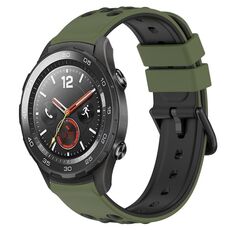 Per Huawei Watch 2 Cinturino in silicone poroso bicolore da 20 mm (verde militare + nero)