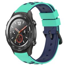 Per Huawei Watch 2 Cinturino in silicone poroso bicolore da 20 mm (verde lime + blu)