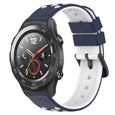 Per Huawei Watch 2 Cinturino in silicone poroso bicolore da 20 mm (blu notte + bianco)