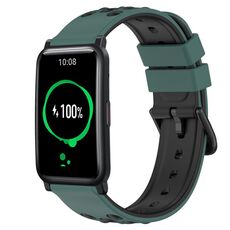 Cinturino per orologio in silicone poroso bicolore da 20 mm For Honor Watch ES (verde oliva + nero)