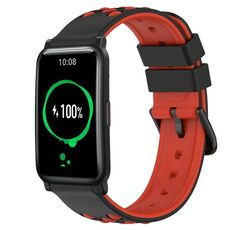 Cinturino per orologio in silicone poroso bicolore da 20 mm For Honor Watch ES (nero + rosso)