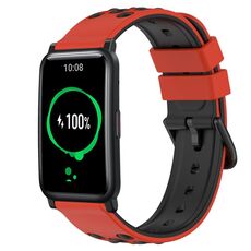 Cinturino per orologio in silicone poroso bicolore da 20 mm For Honor Watch ES (rosso + nero)