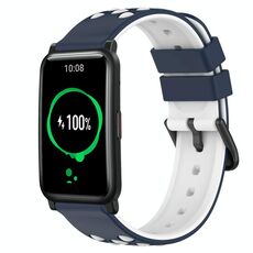 Cinturino per orologio in silicone poroso bicolore For Honor Watch ES 20 mm (blu notte + bianco)