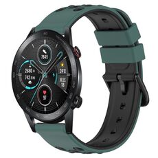 For Honor Magic Watch2 42mm 20mm Cinturino in silicone poroso bicolore (verde oliva + nero)