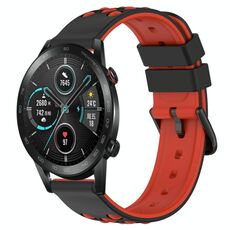 For Honor Magic Watch2 42mm 20mm Cinturino in silicone poroso bicolore (nero + rosso)