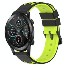 For Honor Magic Watch2 42mm 20mm Cinturino in silicone poroso bicolore (nero + verde lime)