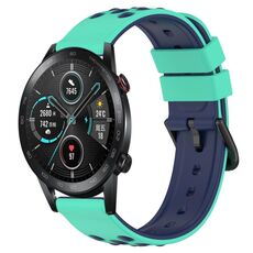 Cinturino per orologio in silicone poroso a due colori For Honor Magic Watch2 42 mm 20 mm (verde lime + blu)