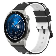 Per Huawei Watch GT3 Pro 46mm 22mm Cinturino in silicone poroso bicolore (nero + bianco)